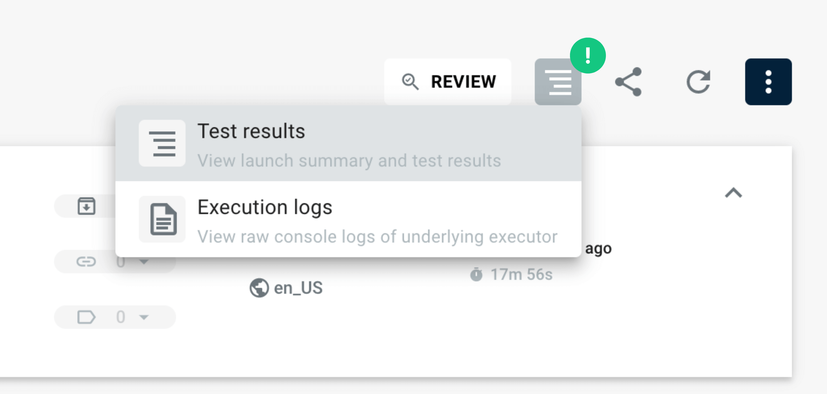 Execution logs switcher