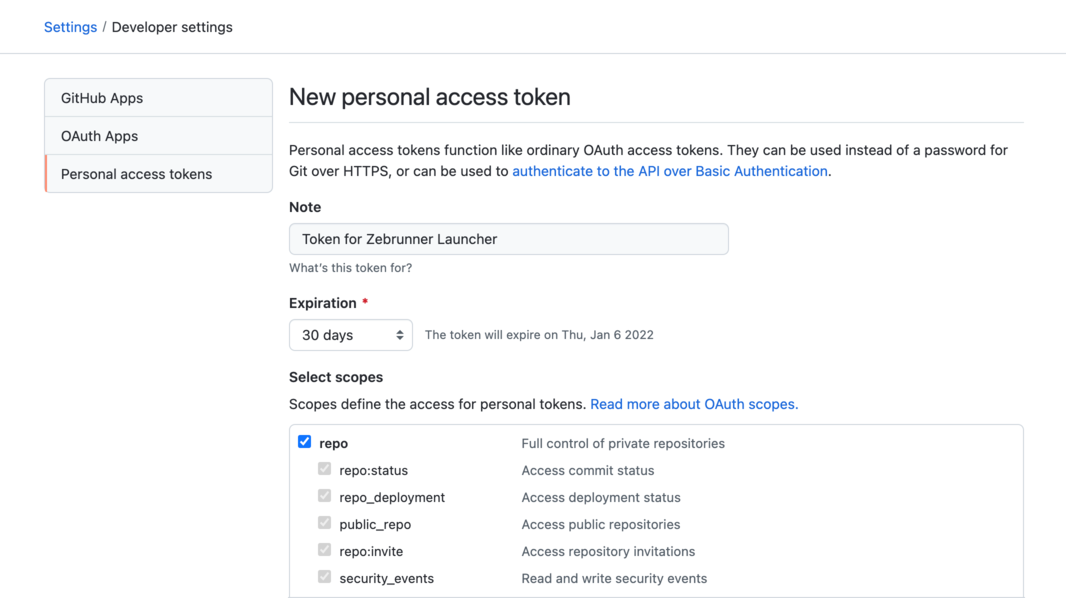GitHub access token