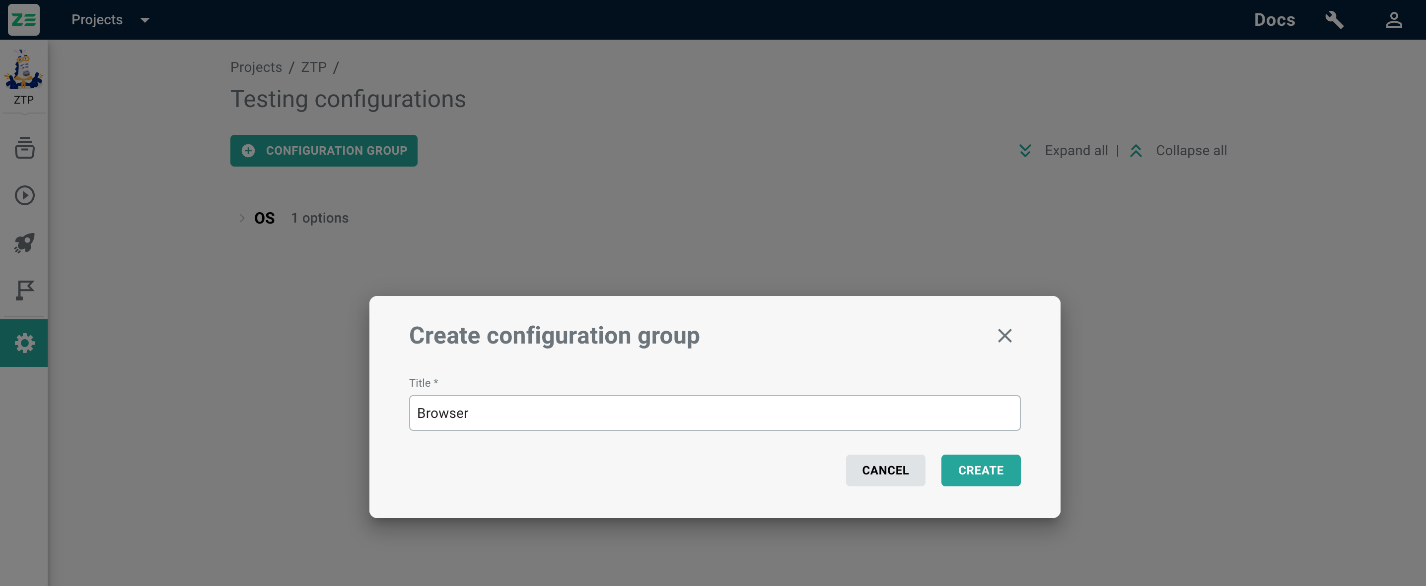 Create config group